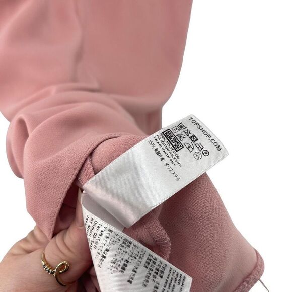 Topshop Women's Cold Shoulder Keyhole Mock Neck Dress Casual Pink Size 2 - Picture 9 of 12